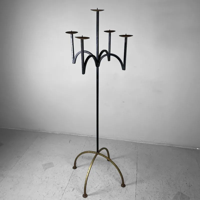 Pamono Tall Wrought Iron Candleholder, 1970s> Candleholders