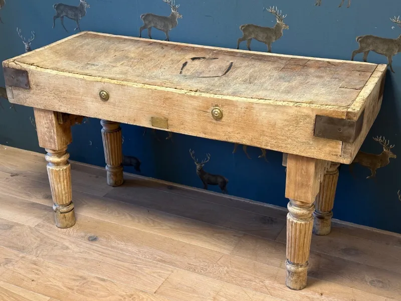 Pamono Tan Beech Butcher Table> Worktables & Workbenches
