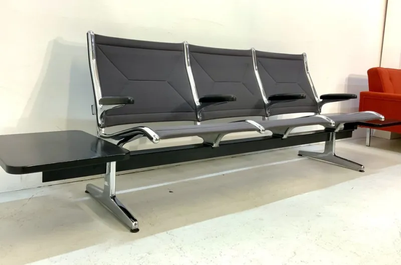 New Pamono Tandem Sling Airport Seat Bench with Table by Charles & Ray Eames for Herman Miller, 1960s, USA