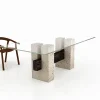 Discount Pamono Tapies Dining Table in Natural Travertine Marble with Oxide Slate Crossbar by Joaquín Moll for Meddel