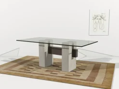 Discount Pamono Tapies Dining Table in Natural Travertine Marble with Oxide Slate Crossbar by Joaquín Moll for Meddel