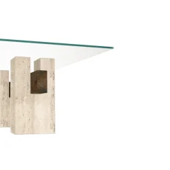 Discount Pamono Tapies Dining Table in Natural Travertine Marble with Oxide Slate Crossbar by Joaquín Moll for Meddel