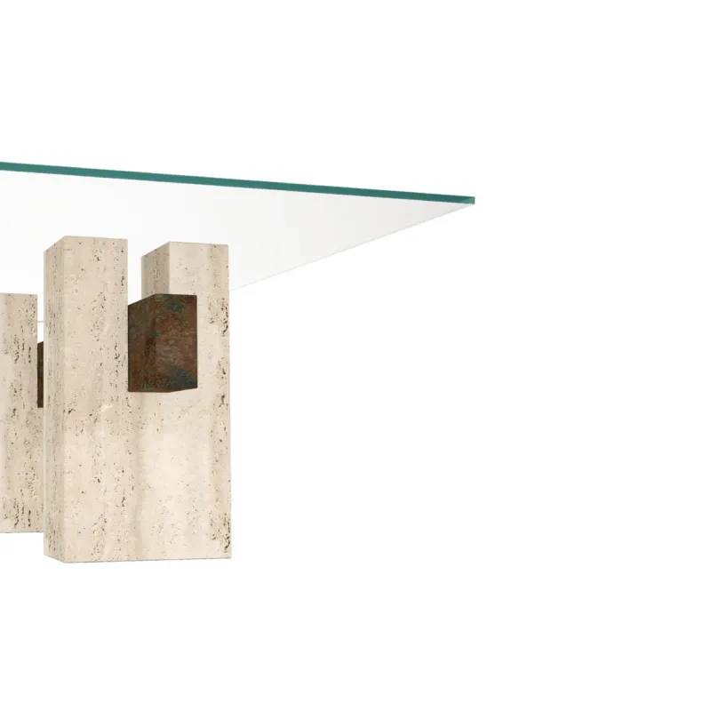 Discount Pamono Tapies Dining Table in Natural Travertine Marble with Oxide Slate Crossbar by Joaquín Moll for Meddel
