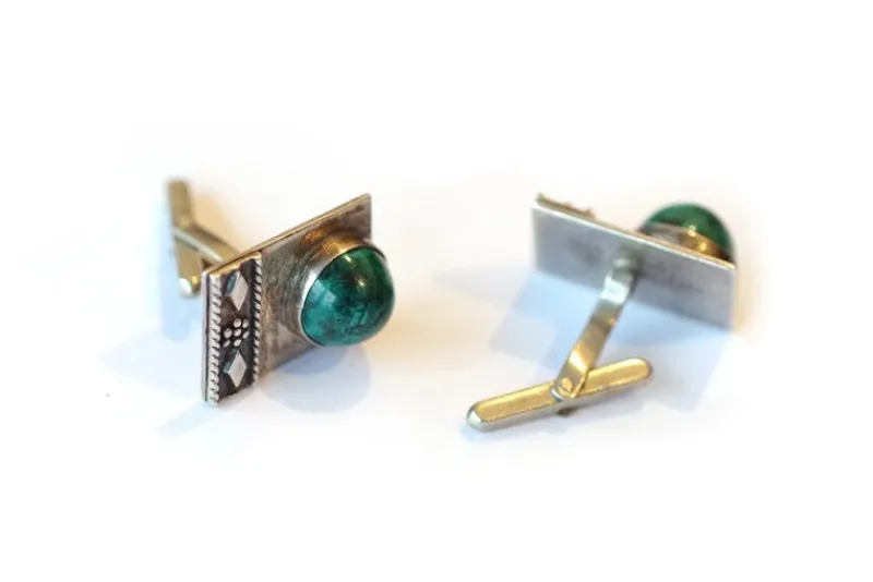 Pamono Taxco Style Silver Cufflinks, Set of 2> Cufflinks