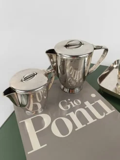 Pamono Tea / Coffee Set attributed to Gio Ponti for Parco Dei Principi Hotel, Rome, 1960s, Set of 5><noscript><img width=