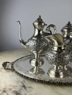 Online Pamono Tea and Coffee Service & Tray in 800 Silver, Italy, 1980s, Set of 5