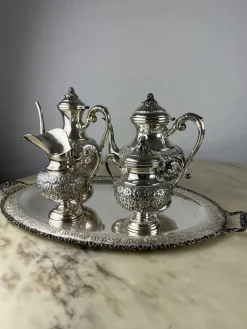 Online Pamono Tea and Coffee Service & Tray in 800 Silver, Italy, 1980s, Set of 5