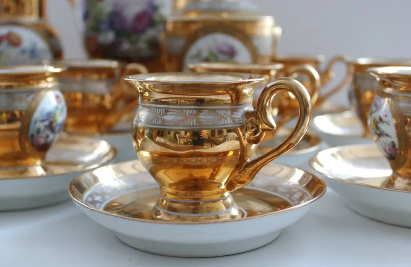 Pamono Tea Service in Porcelain, 1949, Set of 15> Coffee & Tea Service
