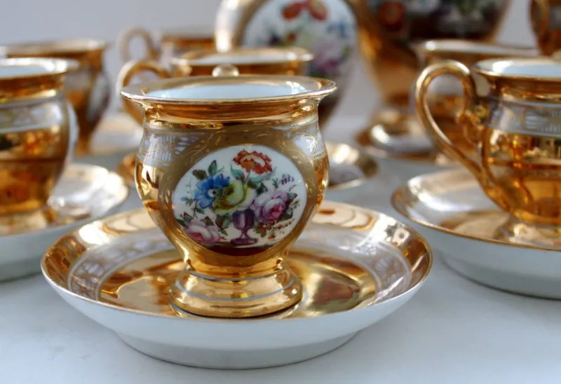 Pamono Tea Service in Porcelain, 1949, Set of 15> Coffee & Tea Service