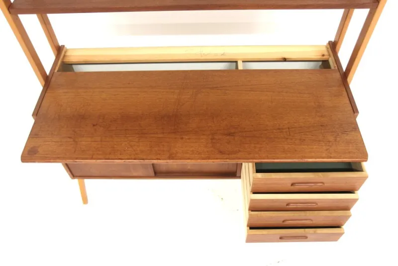 Pamono Teak and Beech Secretary, Sweden, 1960s> Secretaires