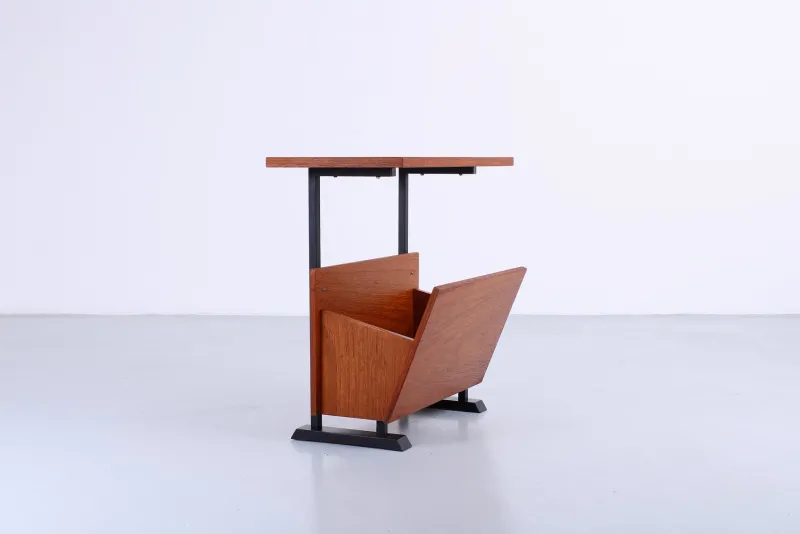 New Pamono Teak and Black Magazine Rack by Cees Braakman for Pastoe, 1950s