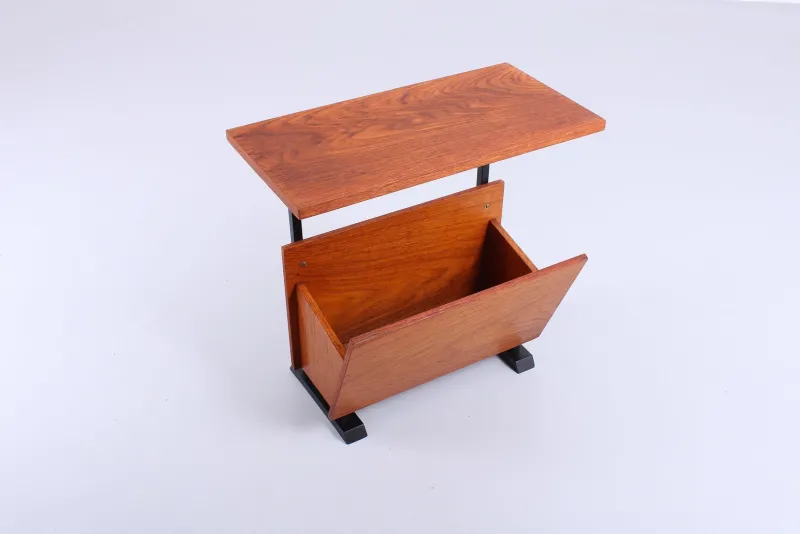 New Pamono Teak and Black Magazine Rack by Cees Braakman for Pastoe, 1950s