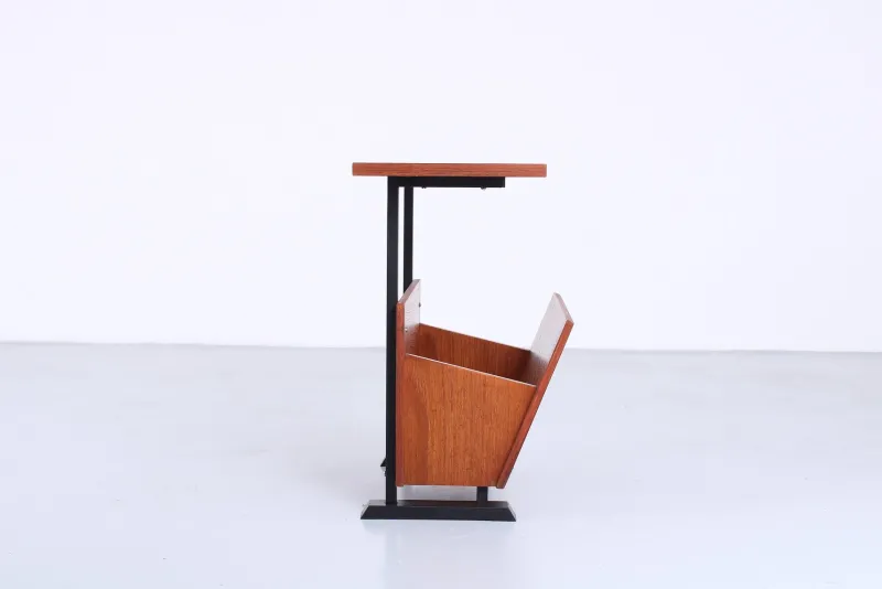 New Pamono Teak and Black Magazine Rack by Cees Braakman for Pastoe, 1950s