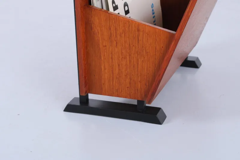 New Pamono Teak and Black Magazine Rack by Cees Braakman for Pastoe, 1950s