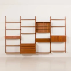 Pamono Teak 4-Bay Wall Unit by Poul Cadovius for Cado, Denmark, 1960s><noscript><img width=