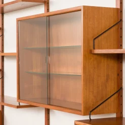Pamono Teak 4-Bay Wall Unit by Poul Cadovius for Cado, Denmark, 1960s><noscript><img width=