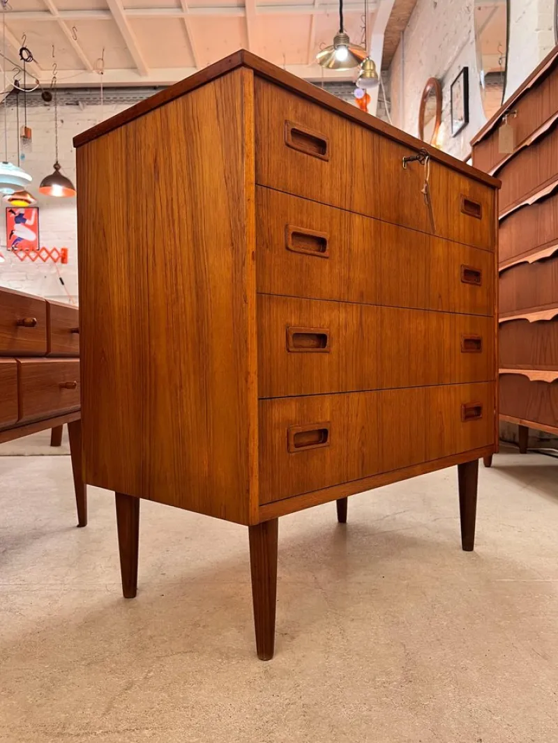Discount Pamono Teak Chest of Drawers with Lock, Denmark