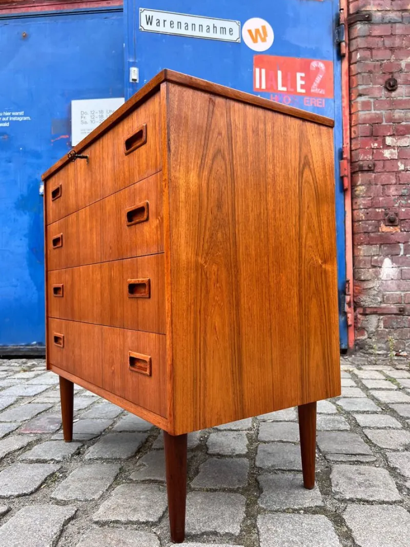 Discount Pamono Teak Chest of Drawers with Lock, Denmark