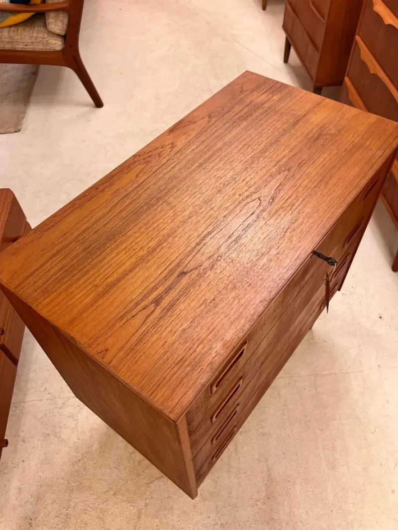 Discount Pamono Teak Chest of Drawers with Lock, Denmark