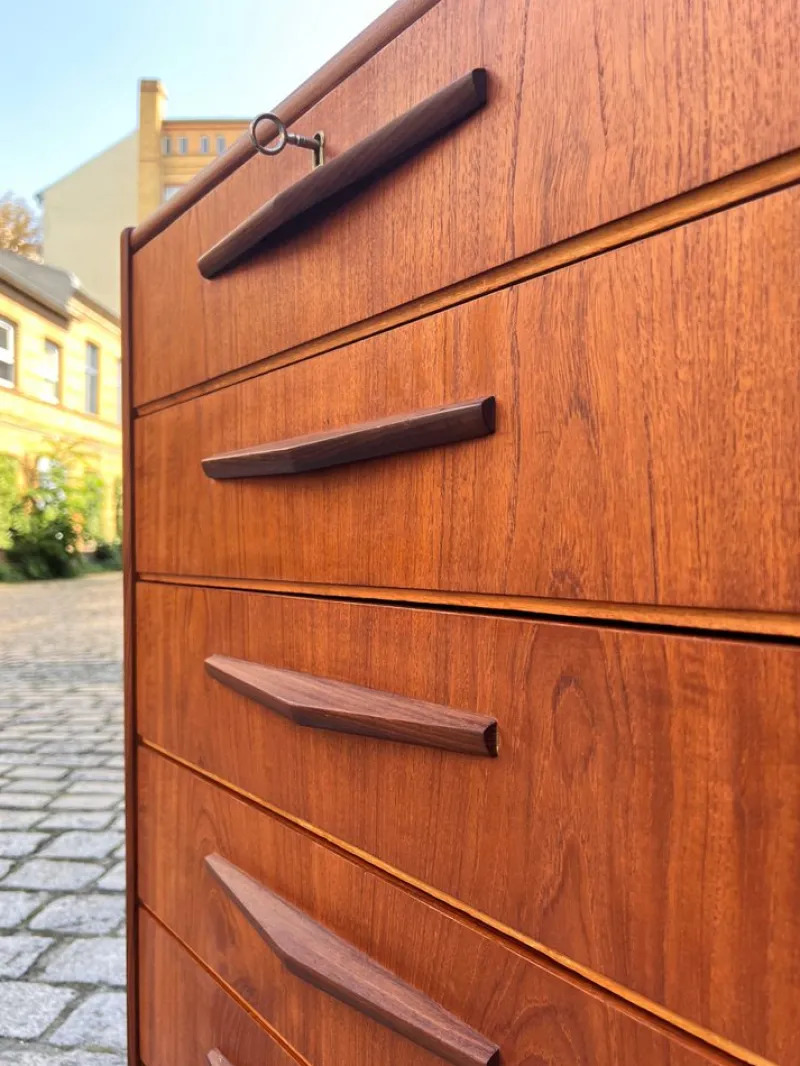 Sale Pamono Teak Chest of Drawers with Lock, Denmark