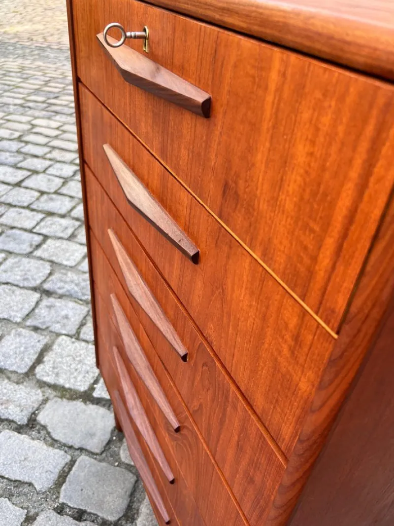 Sale Pamono Teak Chest of Drawers with Lock, Denmark