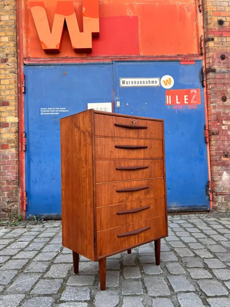 Sale Pamono Teak Chest of Drawers with Lock, Denmark