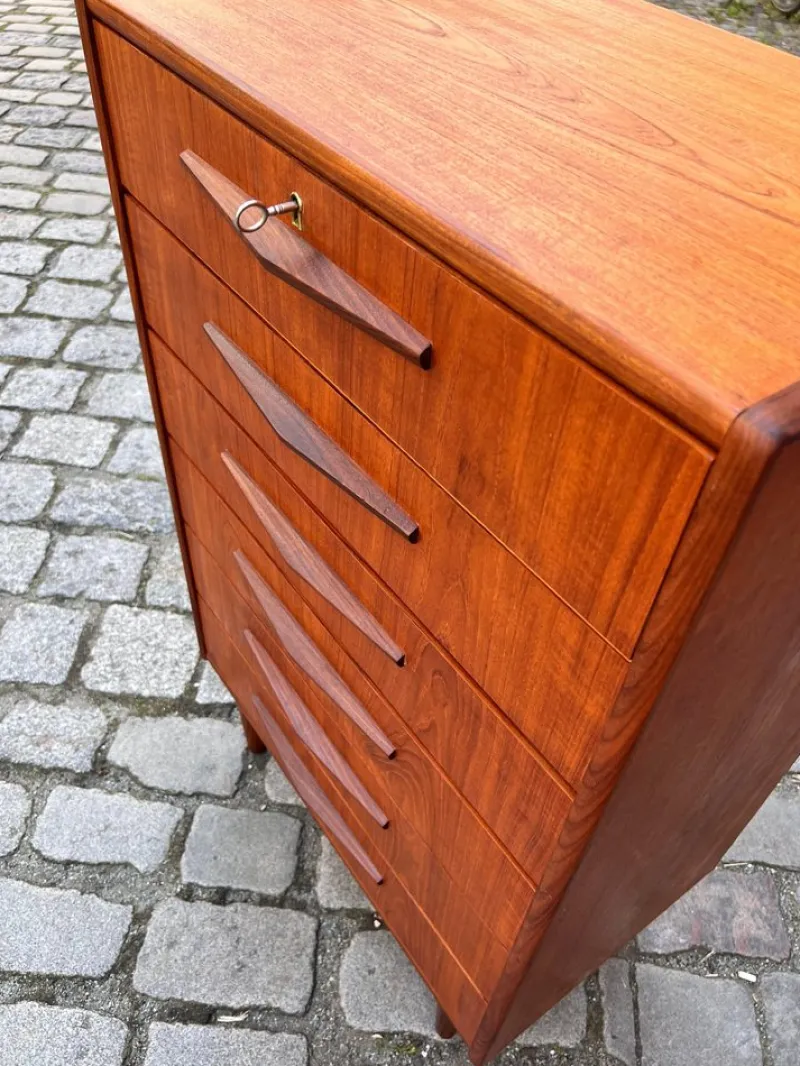 Sale Pamono Teak Chest of Drawers with Lock, Denmark