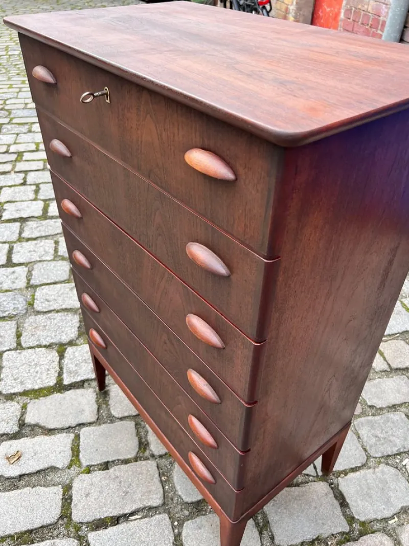 Discount Pamono Teak Chest of Drawers with Lock, Denmark