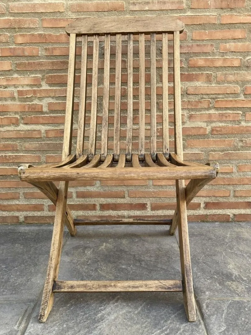 Pamono Teak Folding Deck Chair with Slat Back from Scan Com, 1960s> Garden Seating