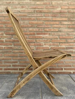 Pamono Teak Folding Deck Chair with Slat Back from Scan Com, 1960s><noscript><img width=
