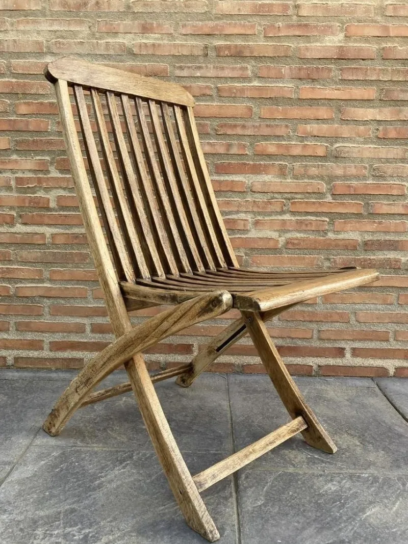 Pamono Teak Folding Deck Chair with Slat Back from Scan Com, 1960s> Garden Seating