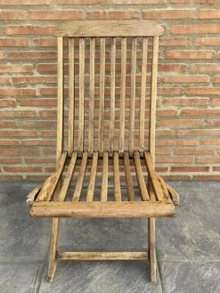 Pamono Teak Folding Deck Chair with Slat Back from Scan Com, 1960s><noscript><img width=