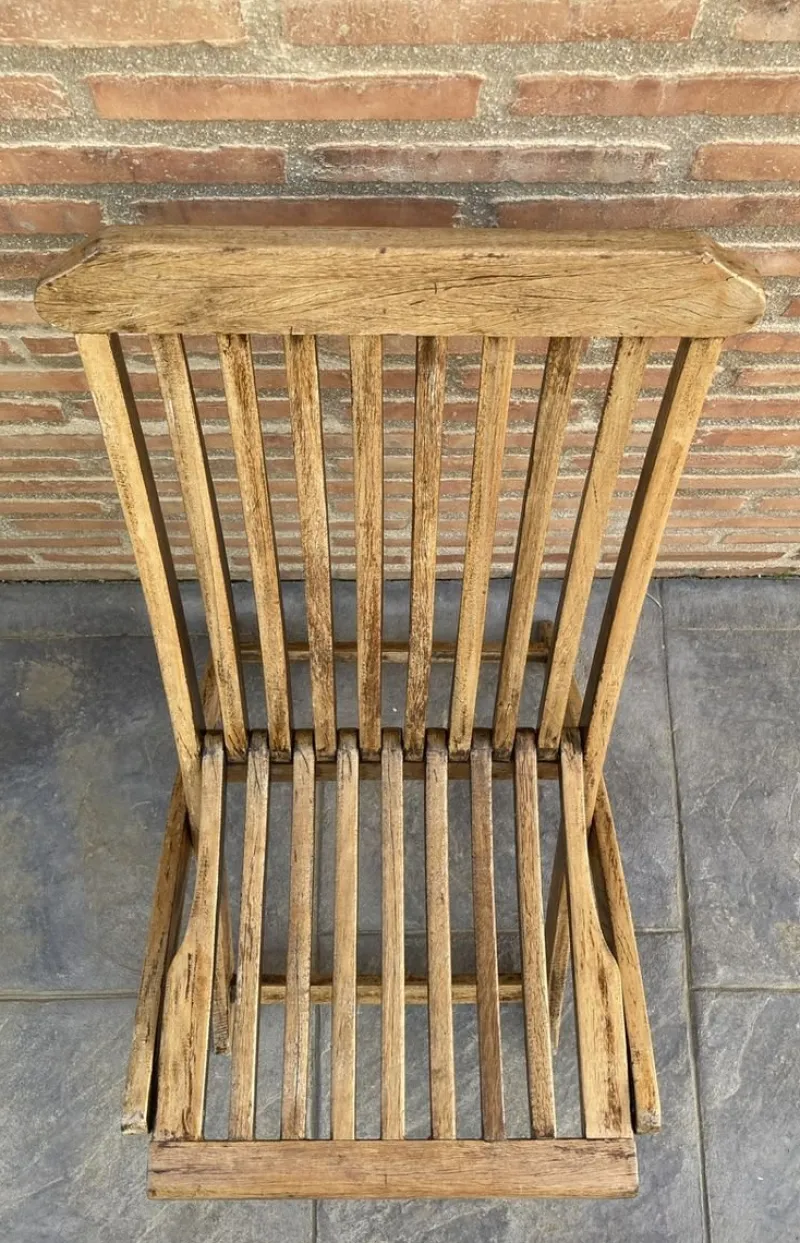 Pamono Teak Folding Deck Chair with Slat Back from Scan Com, 1960s> Garden Seating
