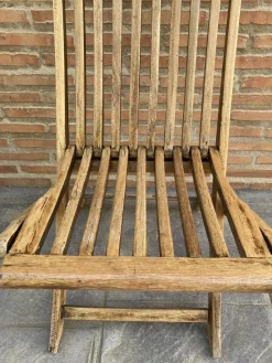 Pamono Teak Folding Deck Chair with Slat Back from Scan Com, 1960s><noscript><img width=