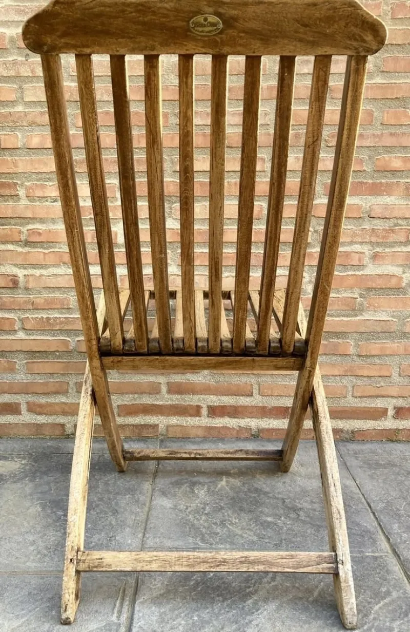 Pamono Teak Folding Deck Chair with Slat Back from Scan Com, 1960s> Garden Seating