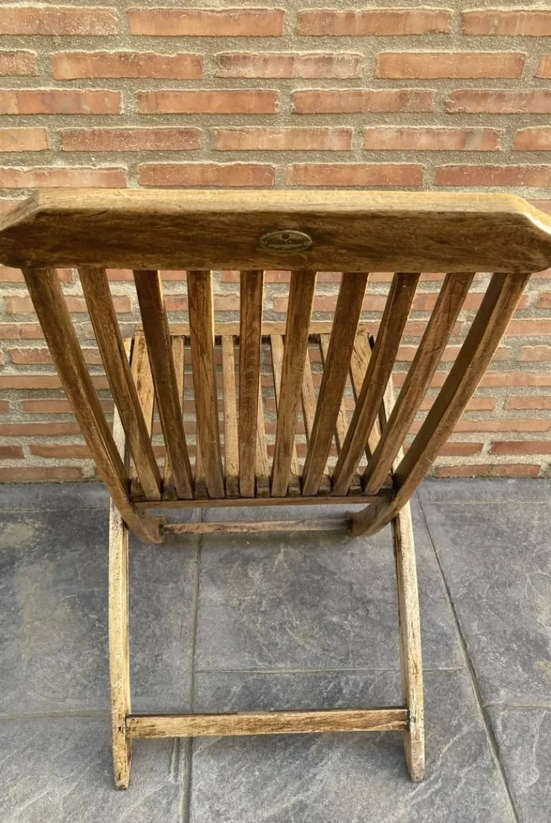 Pamono Teak Folding Deck Chair with Slat Back from Scan Com, 1960s> Garden Seating