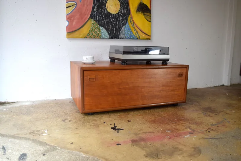 Pamono Teak Hifi Lowboard, Denmark, 1960s