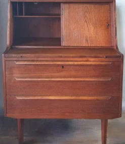 Outlet Pamono Teak Secretary with Drawers and Hidden Mirror from AG Aarhus, Denmark, 1960s