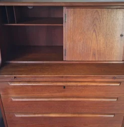 Outlet Pamono Teak Secretary with Drawers and Hidden Mirror from AG Aarhus, Denmark, 1960s