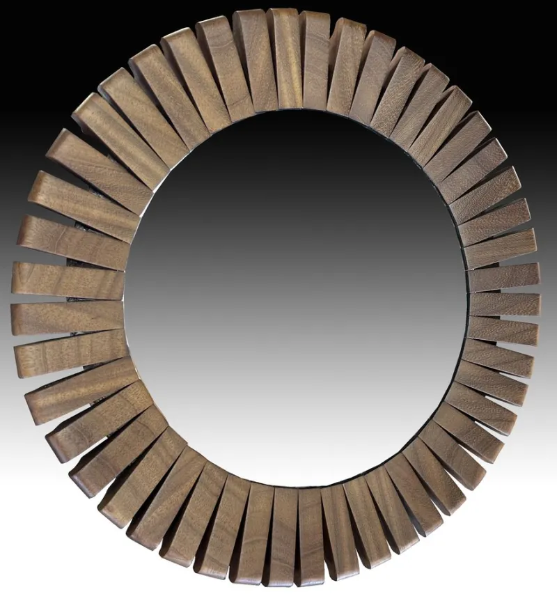 Hot Pamono Teak Segmented Circular Mirror