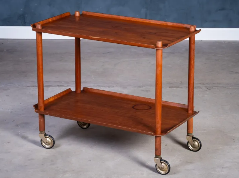 Pamono Teak Serving Bar Cart by Poul Hundevad, 1960s> Serving Bar Carts & Trolleys
