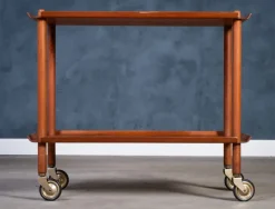 Pamono Teak Serving Bar Cart by Poul Hundevad, 1960s><noscript><img width=