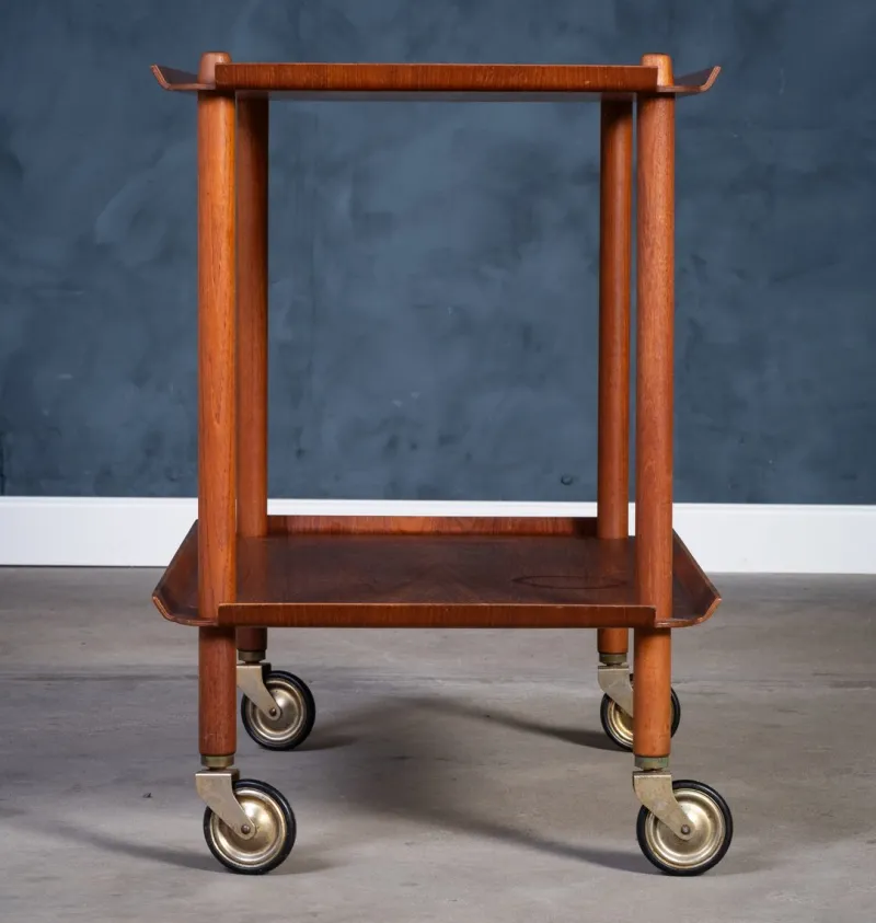 Pamono Teak Serving Bar Cart by Poul Hundevad, 1960s> Serving Bar Carts & Trolleys