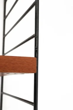 New Pamono Teak String Wall Shelf with Magazine Rack by Kajsa & Nisse Strinning, 1960s