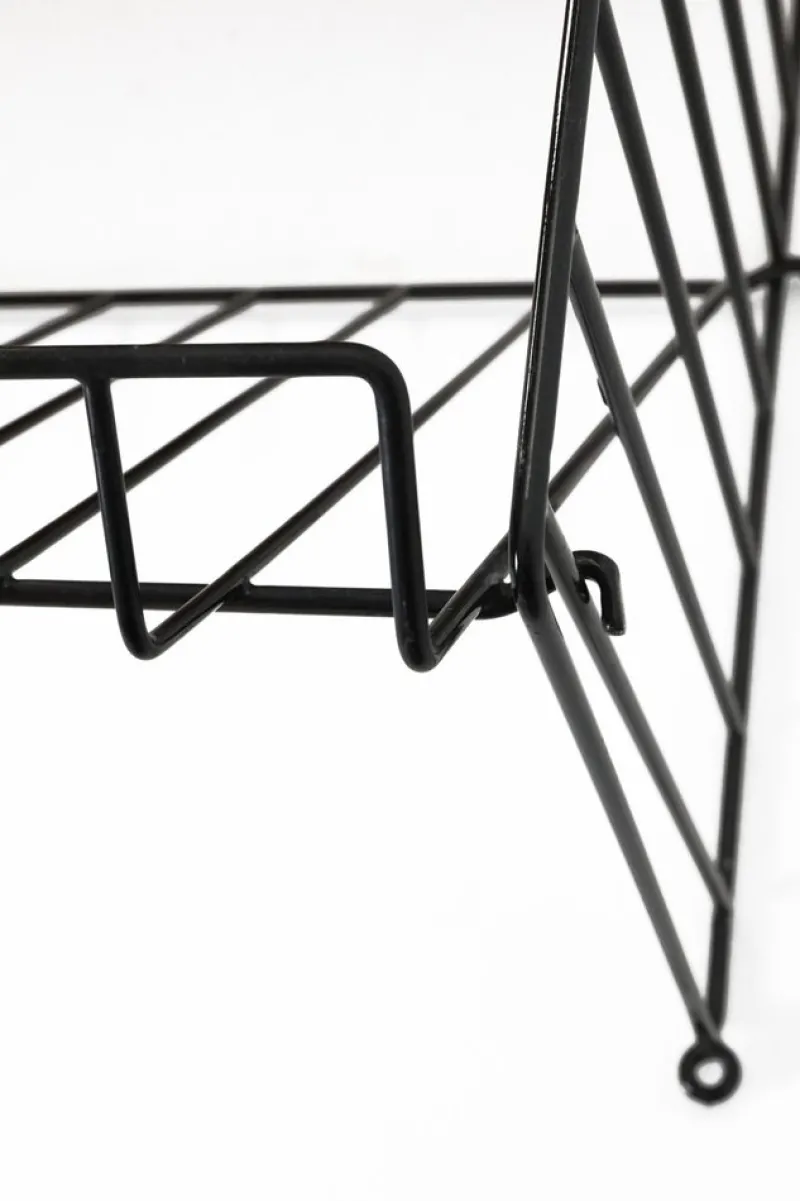 New Pamono Teak String Wall Shelf with Magazine Rack by Kajsa & Nisse Strinning, 1960s