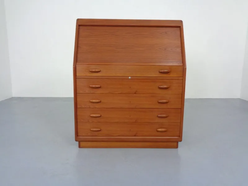 Pamono Teak Tambour Secretary from Dyrlund, 1960s> Secretaires
