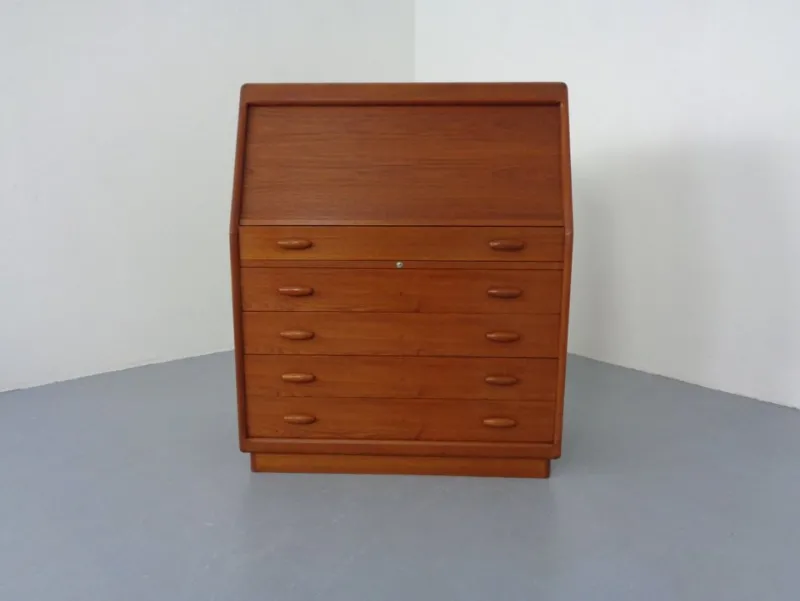 Pamono Teak Tambour Secretary from Dyrlund, 1960s> Secretaires