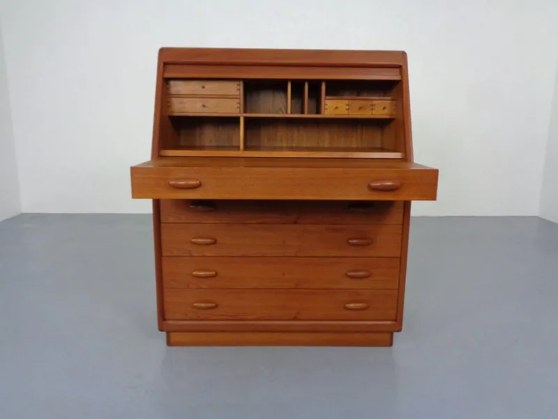 Pamono Teak Tambour Secretary from Dyrlund, 1960s> Secretaires