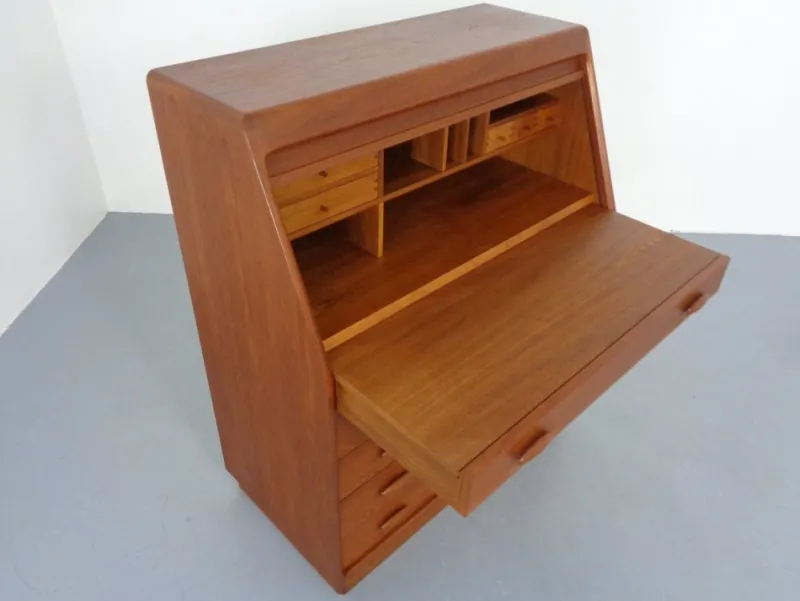 Pamono Teak Tambour Secretary from Dyrlund, 1960s> Secretaires