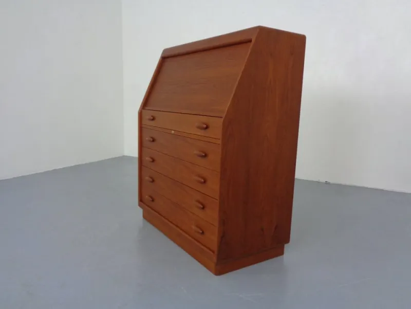 Pamono Teak Tambour Secretary from Dyrlund, 1960s> Secretaires